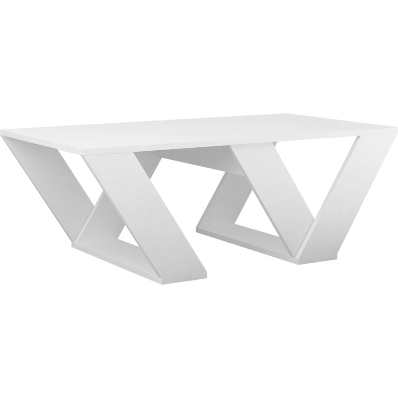 Table basse diagonale blanche. (Hauteur 40 cm/Largeur 110 cm/Profondeur 60 cm)
