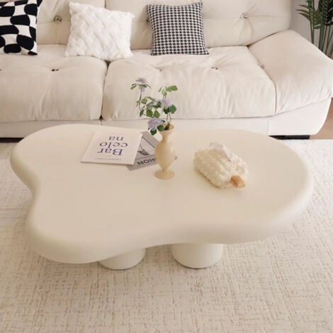 Table basse d'intérieur irrégulière, Table basse moderne à quatre pieds, Table basse nuage de salon, Table basse minimaliste et élégante pour salon, idéale pour s'asseoir sur le sol - 100 x 69 x 30cm