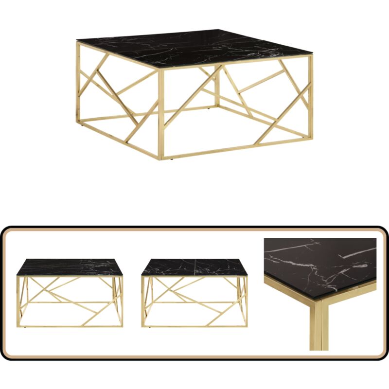 Vidaxl - Table basse doré acier inoxydable et verre trempé - Table Basse - Table D'appoint - Meuble Salle Séjour - Décoration Intérieure - Style