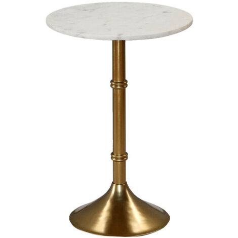 Table basse dorée marbre blanc 46x61cm