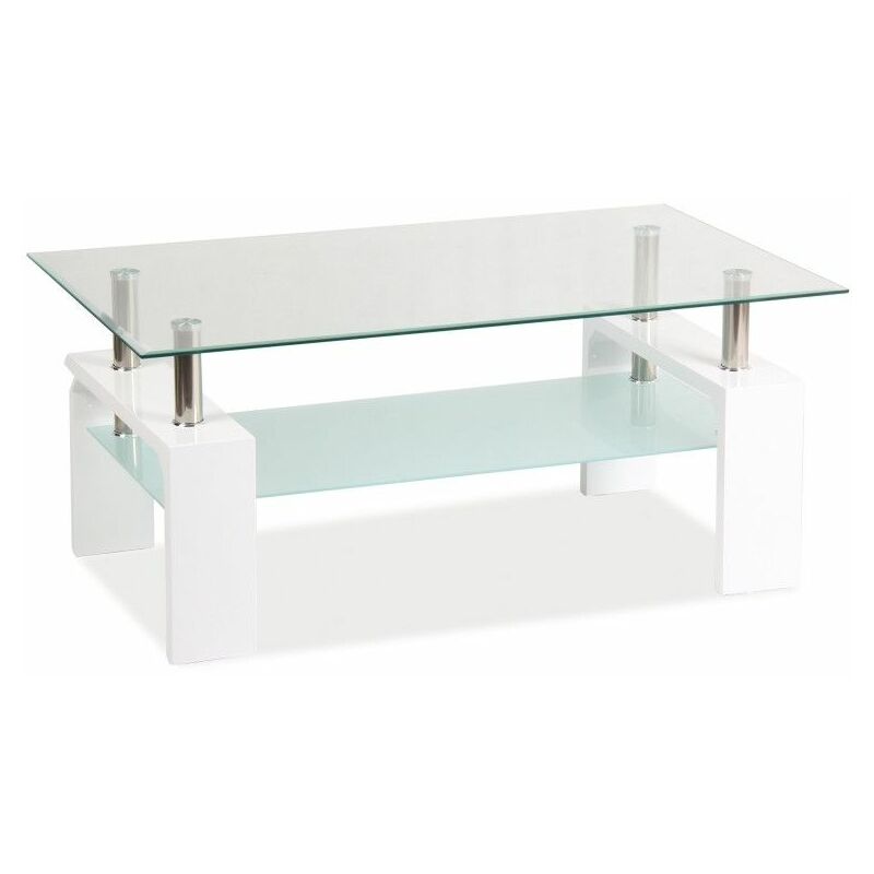 Ac-déco - Table basse double niveau - Lisa Basic II - 100 x 60 x 55 cm - Blanc laqué - Livraison gratuite - Blanc