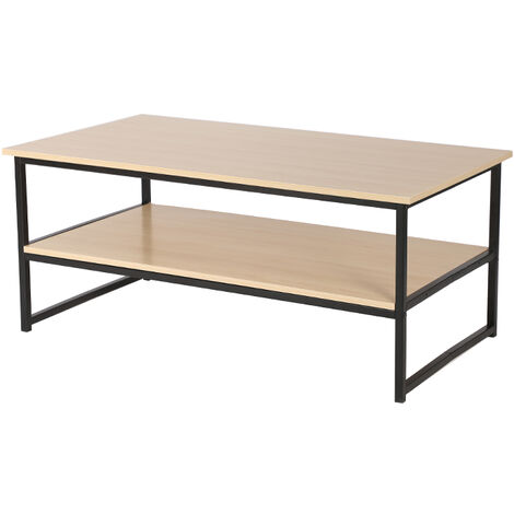 Table basse double plateau design industriel 1106045 cm - Couleur du bois