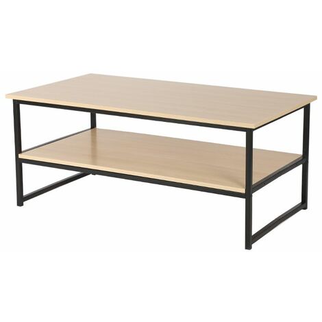 Table basse double plateau design industriel 110*60*45 cm - Couleur du bois