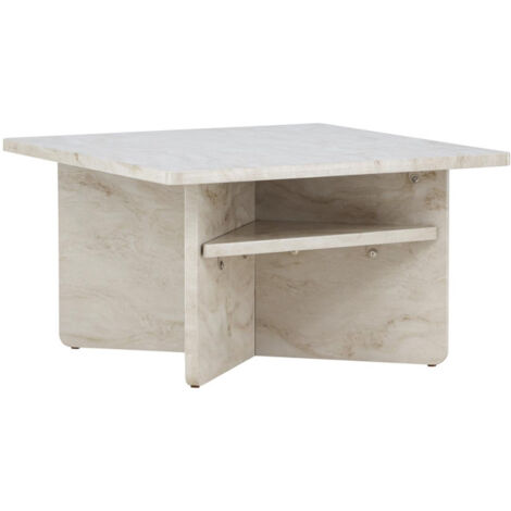Table Basse Effet Marbre "Alesund " 75cm Beige
