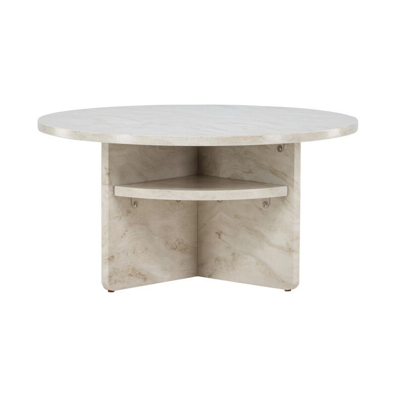 Table Basse Effet Marbre 'Alesund ' 85cm Beige