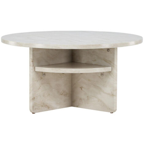 Table Basse Effet Marbre "Alesund " 85cm Beige