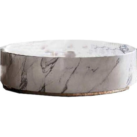 Table basse effet marbre blanc chic et doré - Marbre blanc veiné d'or