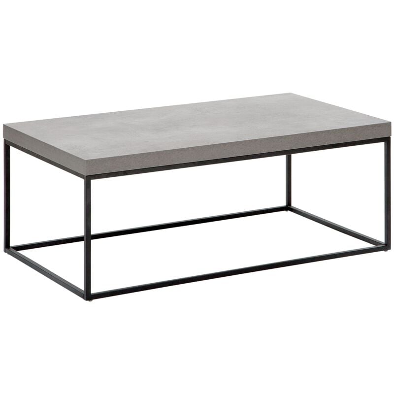 Table Basse Rectangulaire avec Plateau Effet Béton et Pieds Noirs pour Salon au Style Moderne et Industriel Beliani