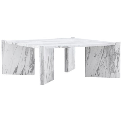Table Basse Effet Marbre "Rogaland" 100cm Blanc