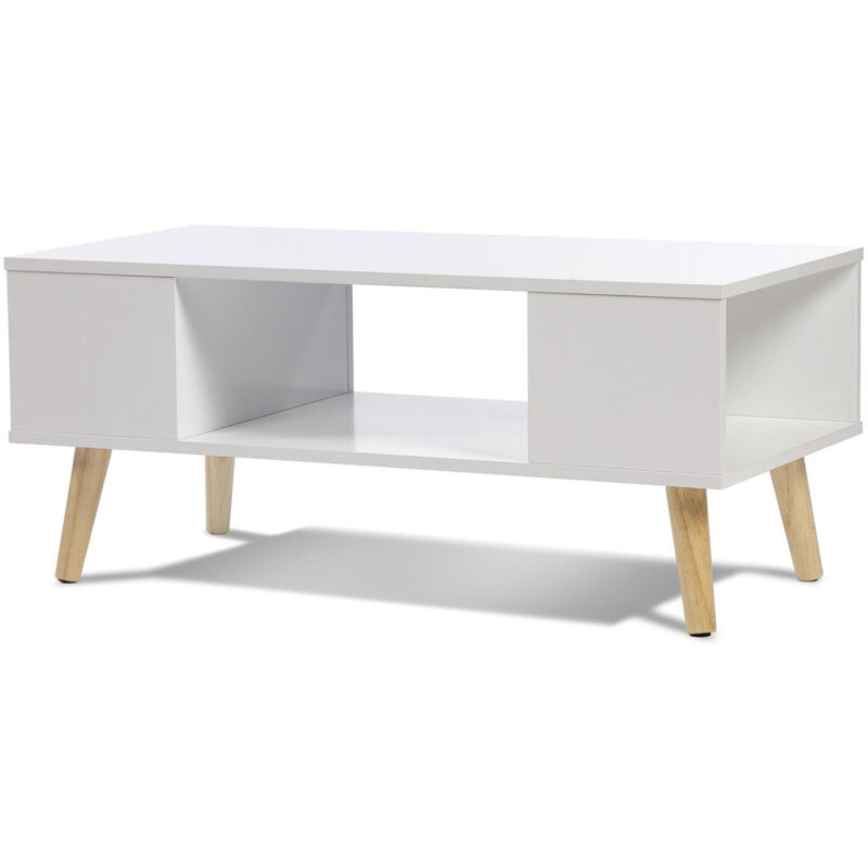 Table basse rectangulaire effie scandinave bois blanc