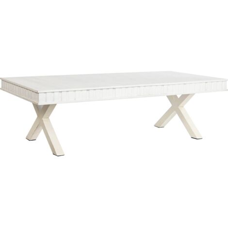 Table basse élégance mango blanc et métal design - Blanc ivoire lumineux