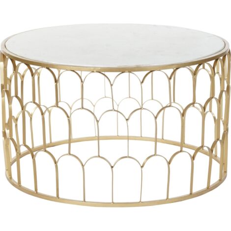 Table basse élégance marbre blanc et dorure chic - Doré et marbre blanc