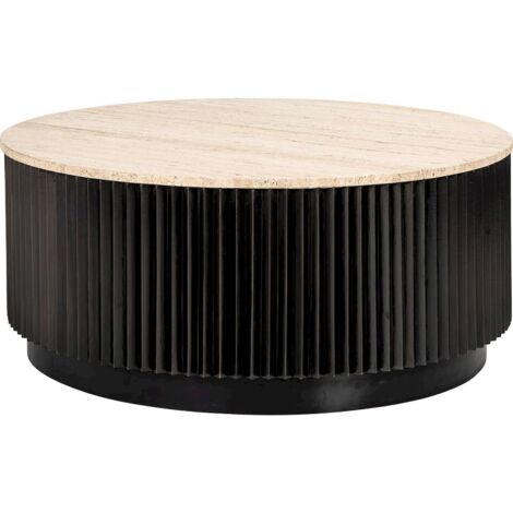 Table basse élégante en travertin - Noir et beige élégant