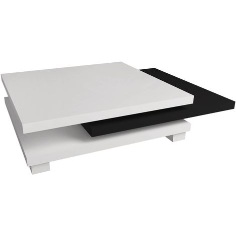 Table basse Elena - 80 x 80 x 32 cm - Blanc / Noir