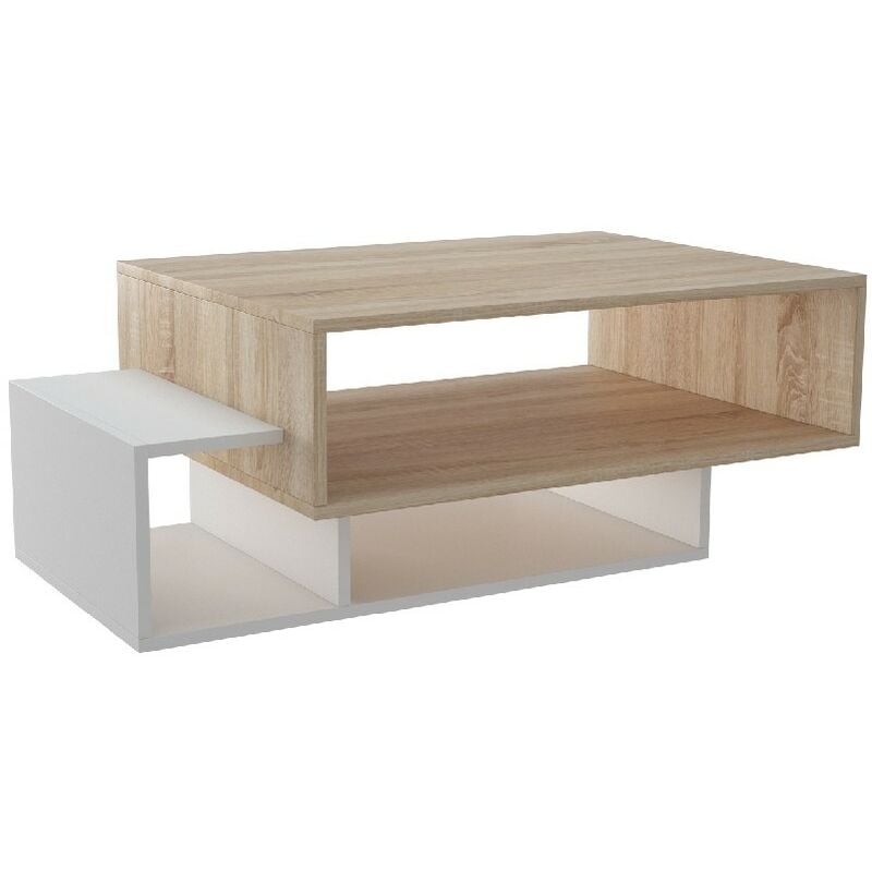 table basse elisa, panneau aggloméré mélaminé, blanc, 100x60x35 cm