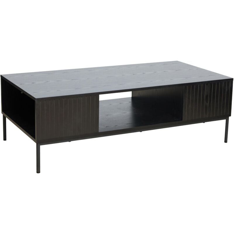 Oviala - Table basse en acier et mdf décor mélaminé 150 cm noir