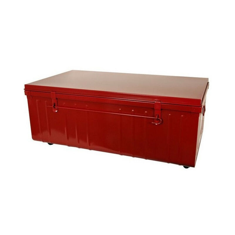 Table basse malle en métal rouge Terra L 90 x H 37 x P 50 cm