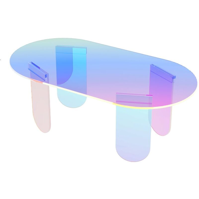 Unho - Table Basse en Acrylique Ovale Salon Meuble de Salon Moderne Design avec 4 Pied pour Chambre - 95x50x36cm