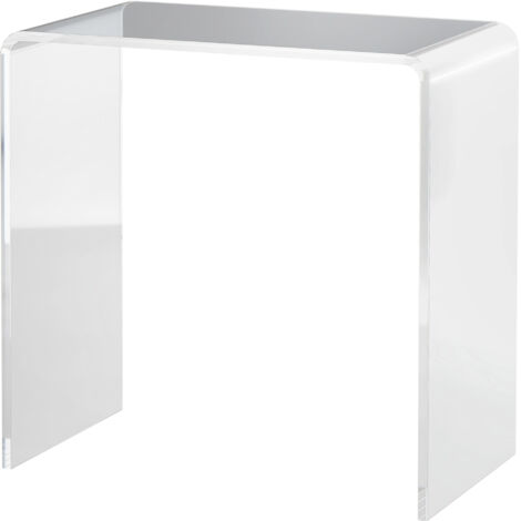 Table basse en acrylique transparent en forme de U, bords lisses et coins arrondis, 53,5 x 30,5 x 53,5 cm