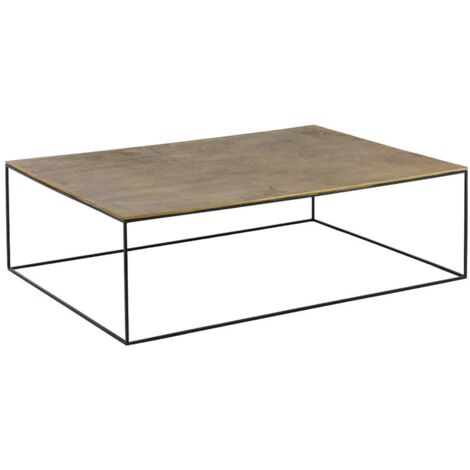 Table basse en aluminium doré et métal noir Victoria