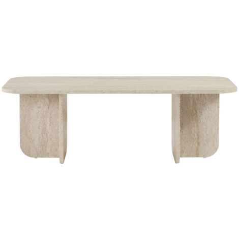Table basse en bois "Akira" 120 x 60 x 41 cm - Travertin