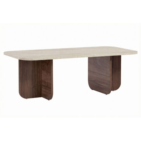 Table basse en bois "Akira" - 120 x 60 x 41 cm - Travertin