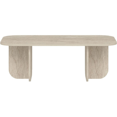 Table basse en bois "Becaj" - 120 x 60 x 41 cm - Travertin