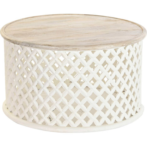 Table basse en bois blanc élégante et moderne - Blanc naturel
