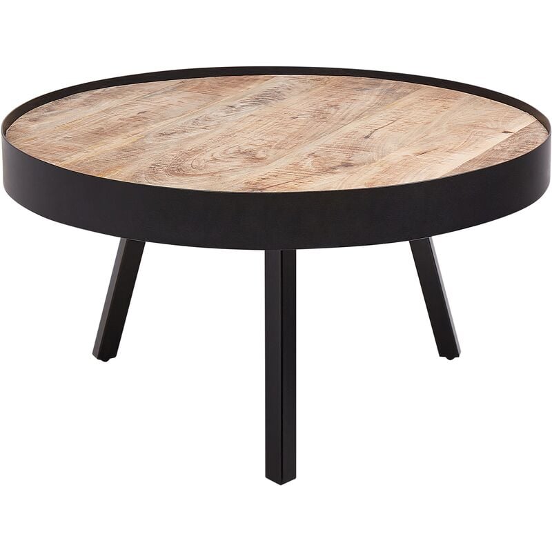 Table basse en bois clair avec pieds noirs WAKITA