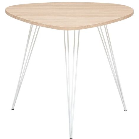 Table basse en bois coloris chêne clair et métal blanc  - longueur 69  x Profondeur 54 x Hauteur 60  cm