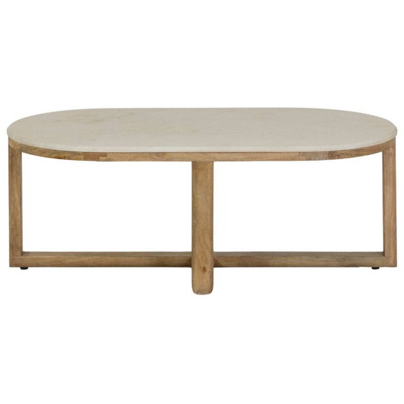 Table basse en bois de manguier et marbre Emyr Table basse en bois de manguier et marbre Emyr