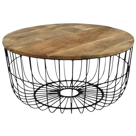 Table basse en bois de manguier et métal Ella - Noir