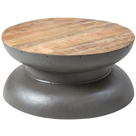 Table basse en bois de manguier et métal gris Yoyo - Gris