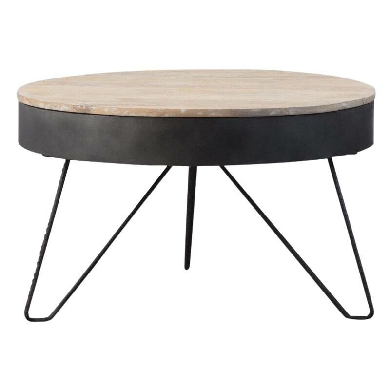 Table basse en bois de manguier et métal Locker - Bois clair