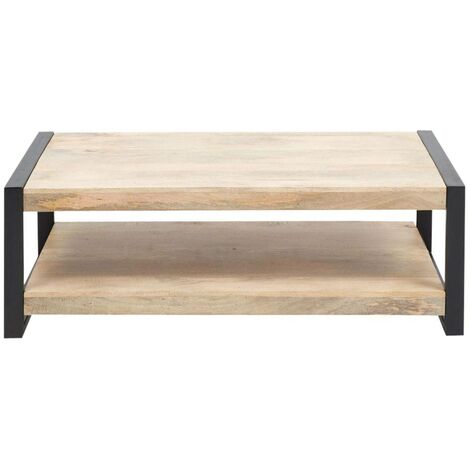 Table basse en bois de manguier New-York 120 cm - Noir