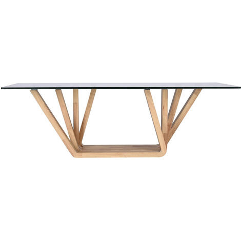 Table basse en bois de noyer coloris naturel et verre - longueur 130 x profondeur 70 x hauteur 42 cm -PEGANE-