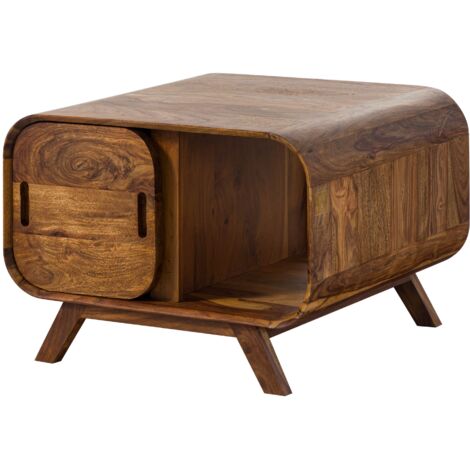 Table basse en bois de Sheesham 70x70x50 marron clair laqué MAILAND 133