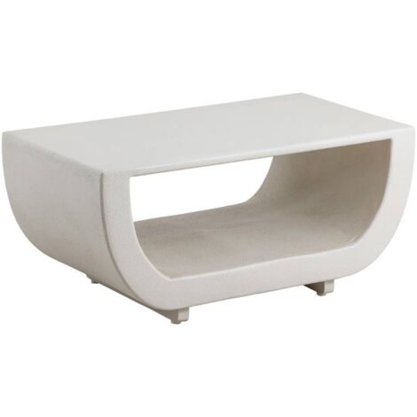 Table basse en bois effet crépi blanc Thomas