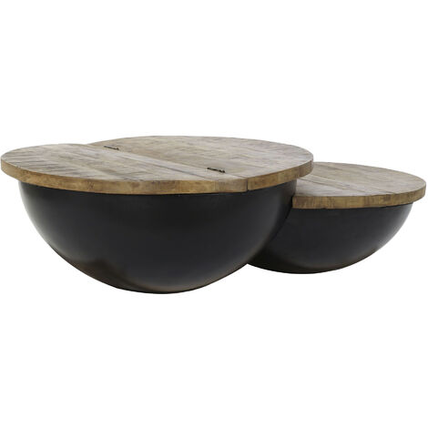 Table basse en bois et métal coloris naturel / noir - longueur 114 x profondeur 76 x hauteur 33 cm -PEGANE-