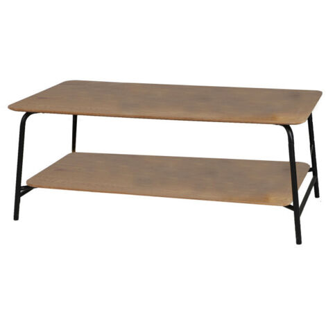 Table basse en bois et métal "Marcel" - Marron/noir - L 110 x P 60 x H 44 cm - Livraison gratuite
