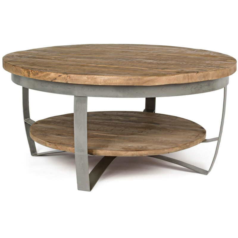Table basse en bois et métal - argent