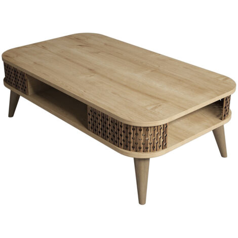 Table basse en bois "Eylul" - 105 x 60 x 34 cm - Marron