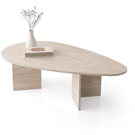 Table basse en bois "Flap" 139,5 x 79,5 x 42 cm - Travertin