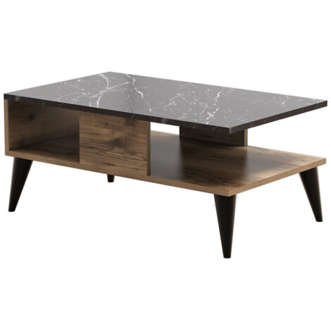 Table basse en bois "Lidya" - 90 x 54 x 39 cm - Marron