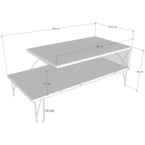 Table basse en bois "Loire" - 100 x 50 x 40 cm - Marron