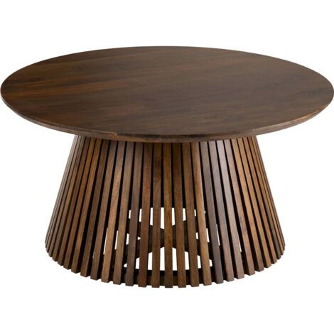 Table basse en bois marron style contemporain sculptural - Bois marron foncé naturel