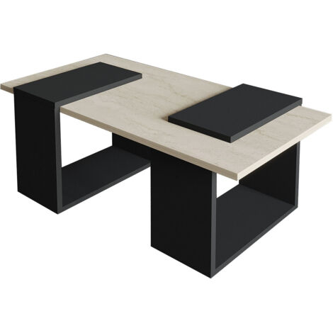 Table basse en bois "Matris" - 90 x 46 x 37 cm - Gris anthracite