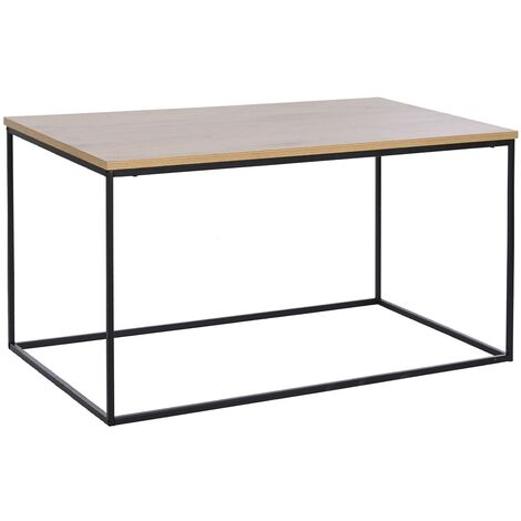 Table basse en bois MDF naturel et métal noir - Longueur 110 x Profondeur 60 x Hauteur 44.5 cm -PEGANE-