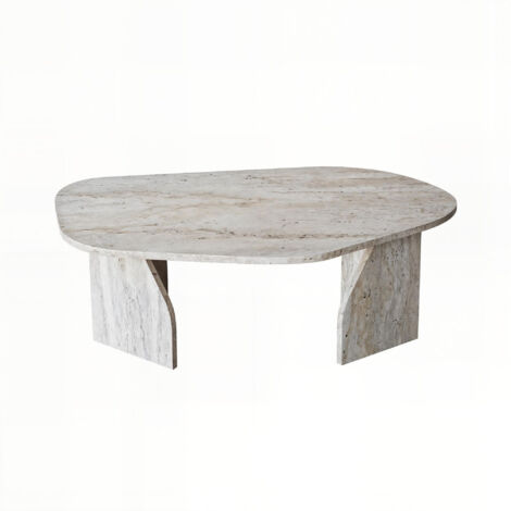 Table basse en bois "Rock" 100 x 60 x 35 cm - Travertin