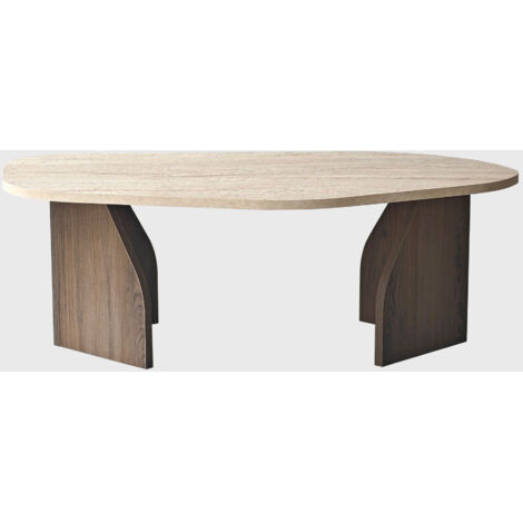 Table basse en bois "Rock" - 100 x 60 x 35 cm - Travertin